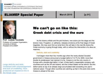 We can’t go on like this: Greek debt crisis and the euro